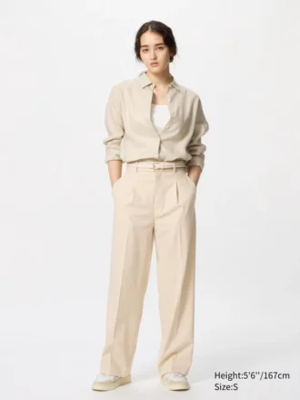 Pantalon large plissé pour femme