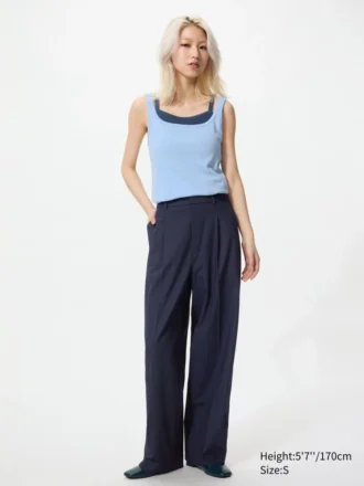 Pantalon large plissé pour femme