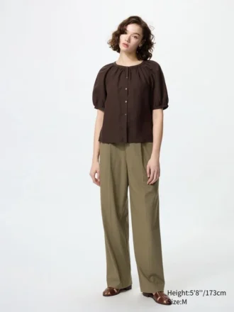 Pantalon large plissé pour femme | Grande taille