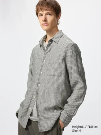 Premium Linen Chemise pour homme | Rayée
