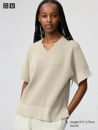 Pull à col en V pour femme | Manches courtes