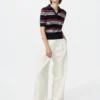Pull en coton pointelle pour femme | Rayé