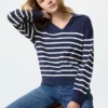 Pull en maille côtelée lavable pour femme | Rayé
