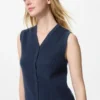 Pull femme à col en V festonné | Sans manches