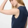 Pull femme à col en V festonné | Sans manches