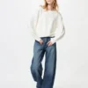 Pull femme à manches volumineuses en coton 3D Knit