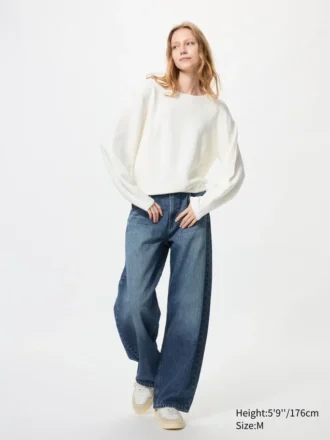 Pull femme à manches volumineuses en coton 3D Knit