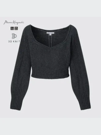 Pull à manches longues volumineux en 3D Knit pour femme