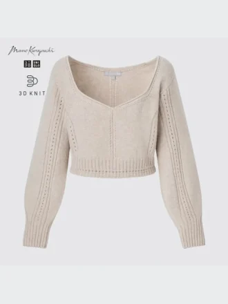 Pull à manches longues volumineux en 3D Knit pour femme