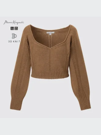 Pull à manches longues volumineux en 3D Knit pour femme