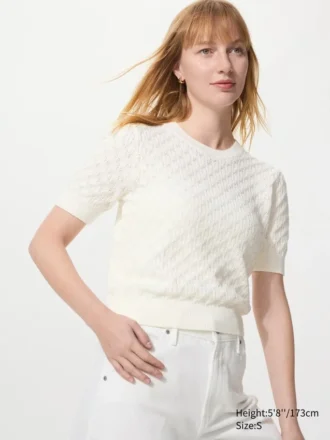 Pull pointelle pour femme | Manches courtes