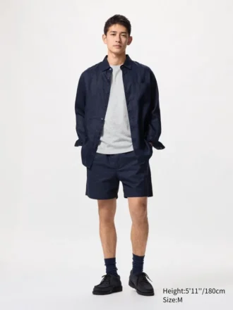 Shorts décontracté en mélange de lin pour homme | 12,7 cm