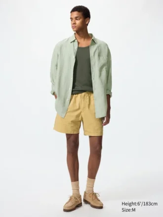 Shorts décontracté en mélange de lin pour homme | 12,7 cm