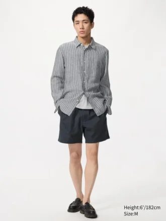 Shorts décontracté en mélange de lin pour homme | 12,7 cm