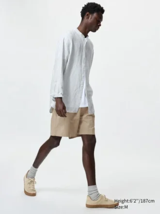 Shorts décontracté en mélange de lin pour homme | 12,7 cm