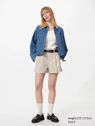 Shorts en lin et coton pour femme