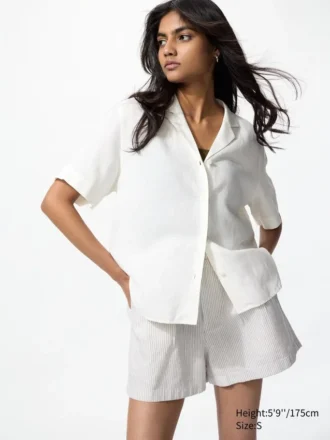 Shorts en lin et coton pour femme | Rayé | 2,5 pouces Shorts en lin et coton pour femme | Rayé | 2,5 pouces