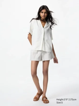 Shorts en lin et coton pour femme | Rayé | 2,5 pouces Shorts en lin et coton pour femme | Rayé | 2,5 pouces
