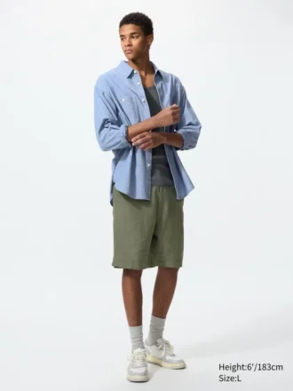 Shorts pour homme en mélange de lin | 24 cm