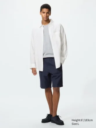 Shorts pour homme en mélange de lin | 24 cm