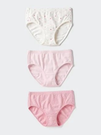 Sous-vêtements en coton stretch pour enfants | 3 paires | Cœur