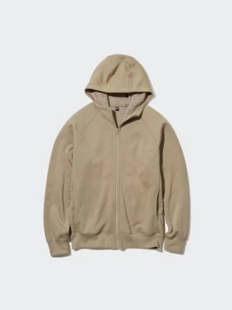 Sweats à capuche zippés intégraux HEATTECH pour homme avec doublure en polaire