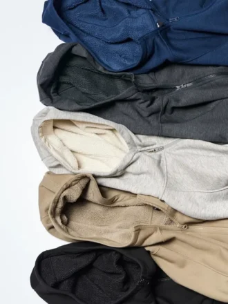 Sweats à capuche zippés intégraux HEATTECH pour homme avec doublure en polaire