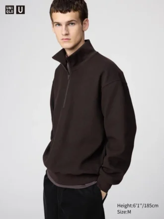 Sweats unisexes brossés à demi-zip