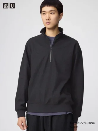 Sweats unisexes brossés à demi-zip