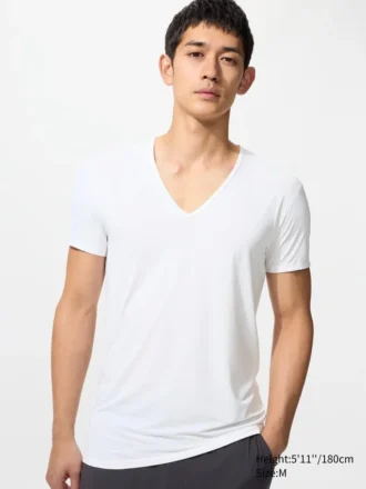 T-shirt AIRism pour homme | Col en V