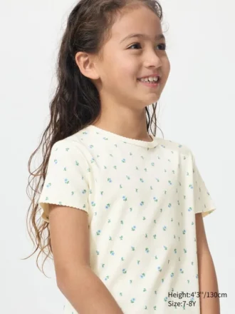 T-shirt à côtes pour enfant | Fleur