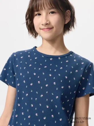 T-shirt à côtes pour enfant | Fleur
