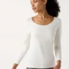 T-shirt en coton HEATTECH pour femme | Extra chaud | Encolure dégagée
