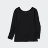 T-shirt en coton HEATTECH pour femme | Extra chaud | Encolure dégagée