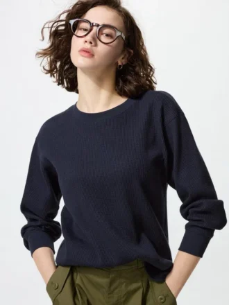 T-shirt gaufré pour femme | T-shirts manches longues
