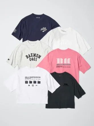 T-shirt graphique court Babymonster UT pour femme | Col en V