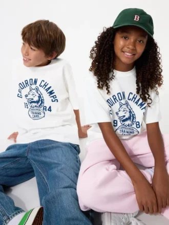 T-shirt graphique en coton AIRism pour enfants