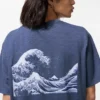 T-shirt graphique unisexe bleu Ut Ukiyo-E