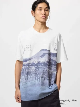 T-shirt graphique unisexe bleu Ut Ukiyo-E