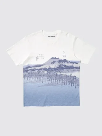 T-shirt graphique unisexe bleu Ut Ukiyo-E