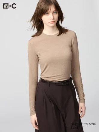T-shirt HEATTECH en mélange de cachemire pour femme | Extra chaud
