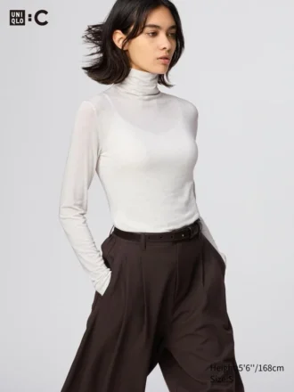 T-shirt HEATTECH en mélange de cachemire pour femme | Extra chaud | Pulls à col roulé