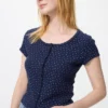 T-shirt mini à col ouvert pour femme, motif gaufré | Motif