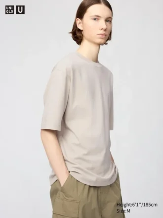 T-shirt oversize unisexe en coton AIRism | Manches courtes