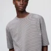 T-shirt oversize unisexe en coton AIRism à rayures