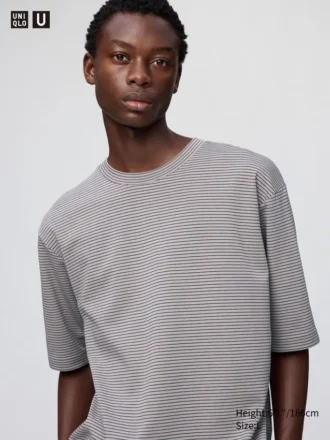 T-shirt oversize unisexe en coton AIRism à rayures