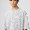 T-shirt oversize unisexe en coton AIRism à rayures