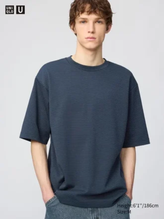 T-shirt oversize unisexe en coton AIRism à rayures