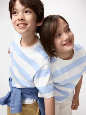 T-shirt rayé en coton AIRism pour enfants