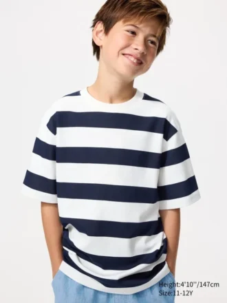 T-shirt rayé en coton AIRism pour enfants